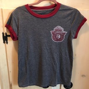 Gray Smokey Bear Ringer Tee